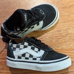 Toddler Vans - Old Skool Checkerboard Elastic Lace Shoes - Toddler Size 4